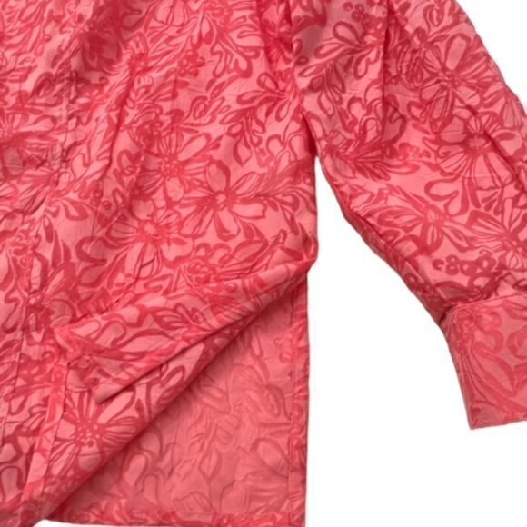 RUBY RD Shirt/Topper BURNOUT FLORAL‎ ROLL TABS Button-Up Pink 18W BARBIE COTTAGE - Picture 7 of 10